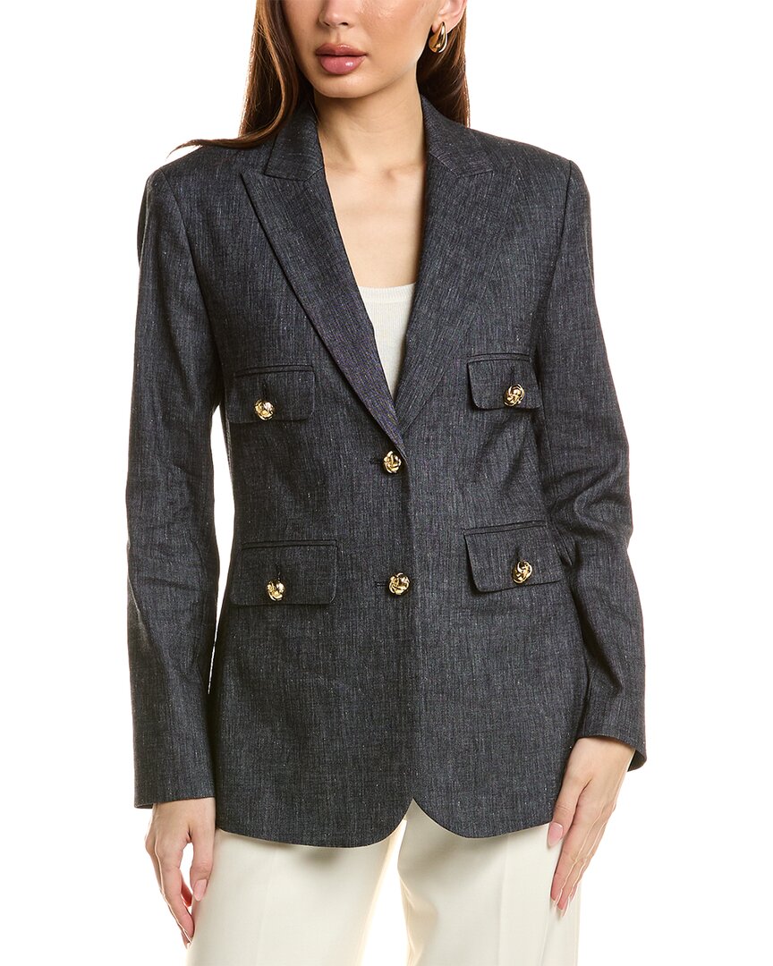 Elie Tahari Ellie Tahari Linen-blend Blazer In Grey