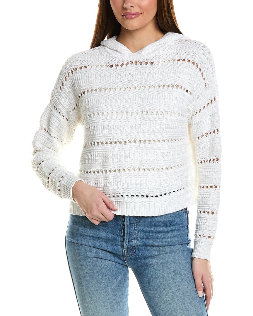 Autumn Cashmere Solid Pointelle Hoodie In Bleach White In White