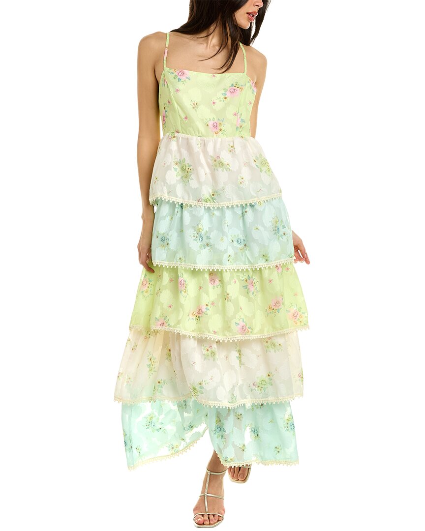 Beulah Floral Maxi Dress In Green