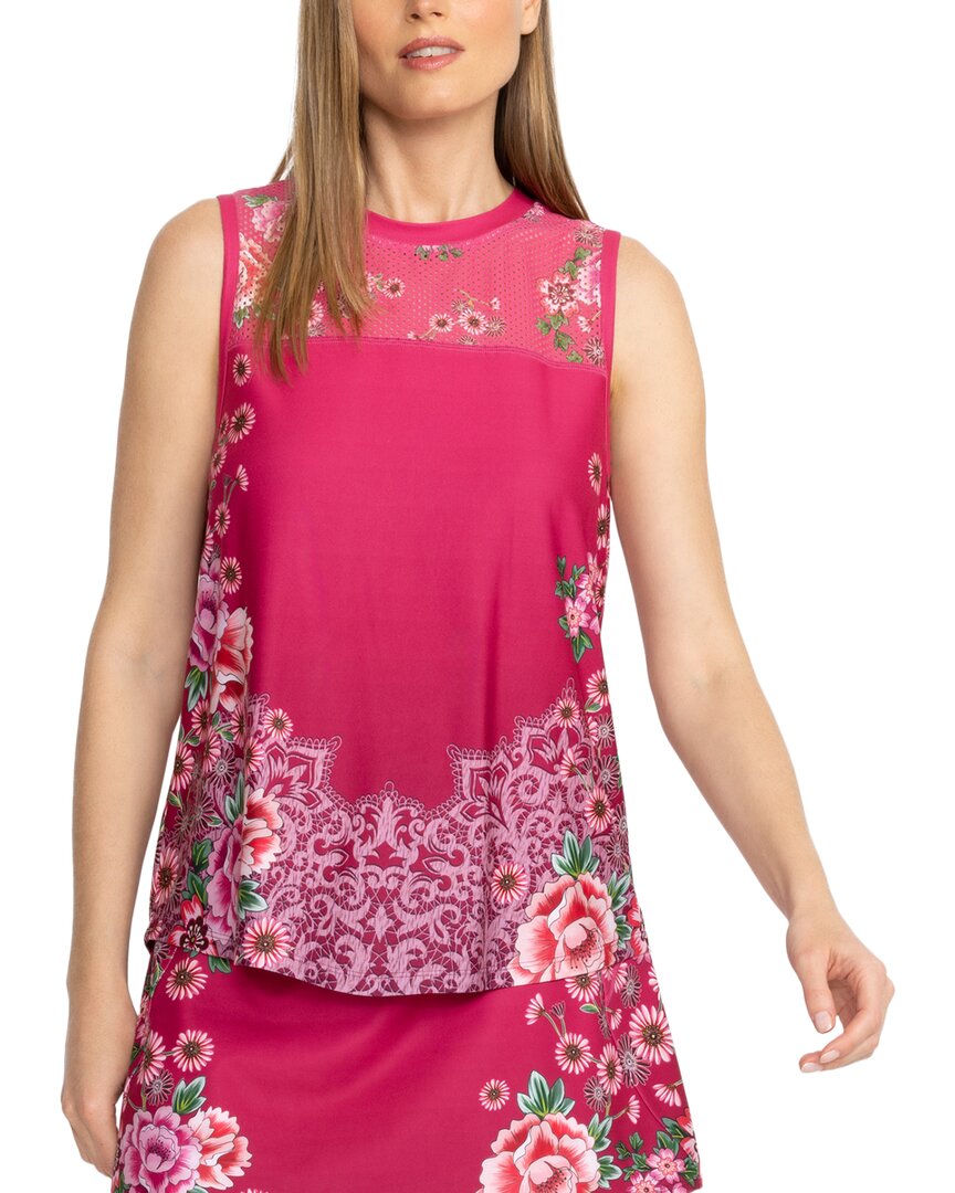 JOHNNY WAS JOHNNY WAS BEE ACTIVE HIGH-LOW MESH CONTRAST TANK