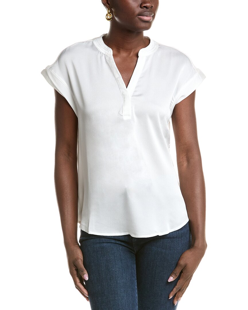 Vince Camuto Crystal Neckline Blouse In White