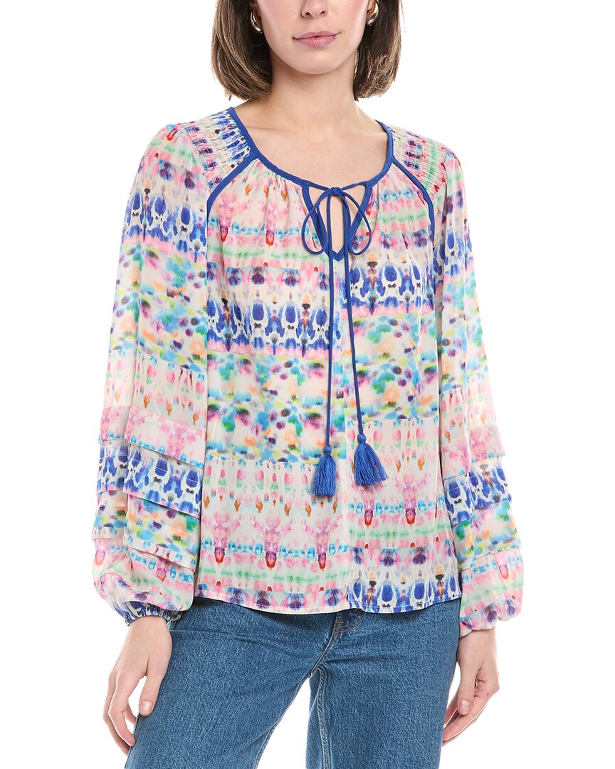 Stellah Peasant Blouse In Blue