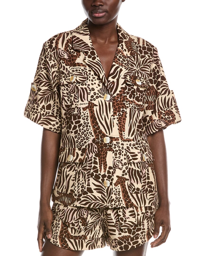 Farm Rio Safari Sand Shirt In Brown