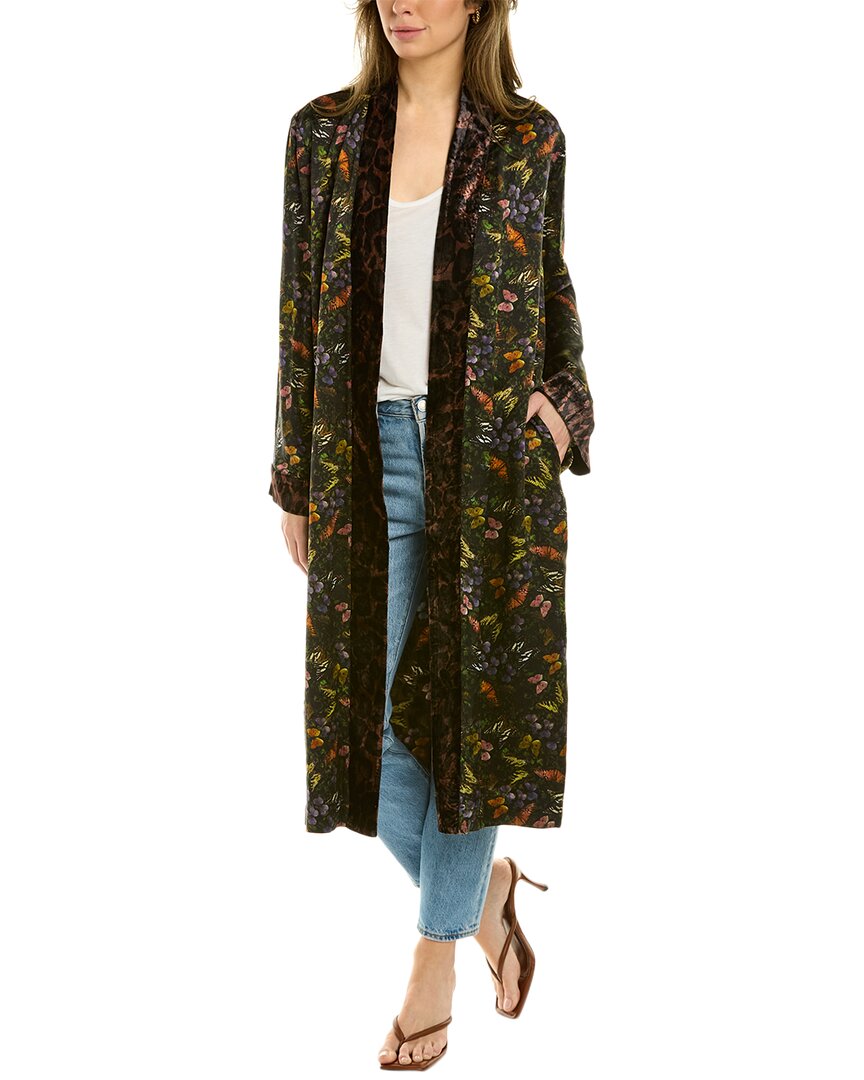 Johnny Was Midnight Mariposa Velvet Mix Silk Kimono In Green | ModeSens