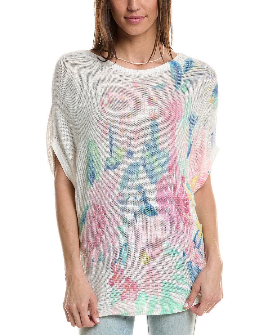 Tommy Bahama Perfectly Paradise Floral Mesh Sweater In White