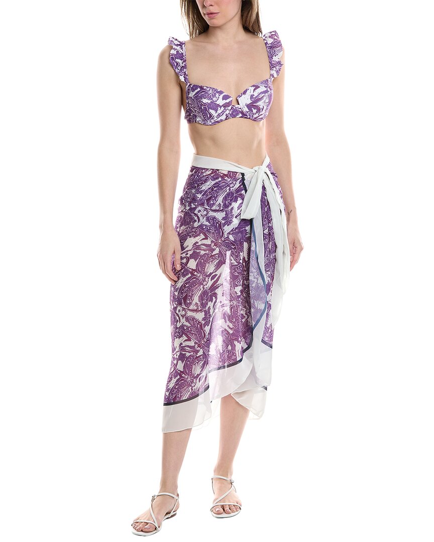 Vera Dolini 3pc Swimsuit & Pareo Set In Purple