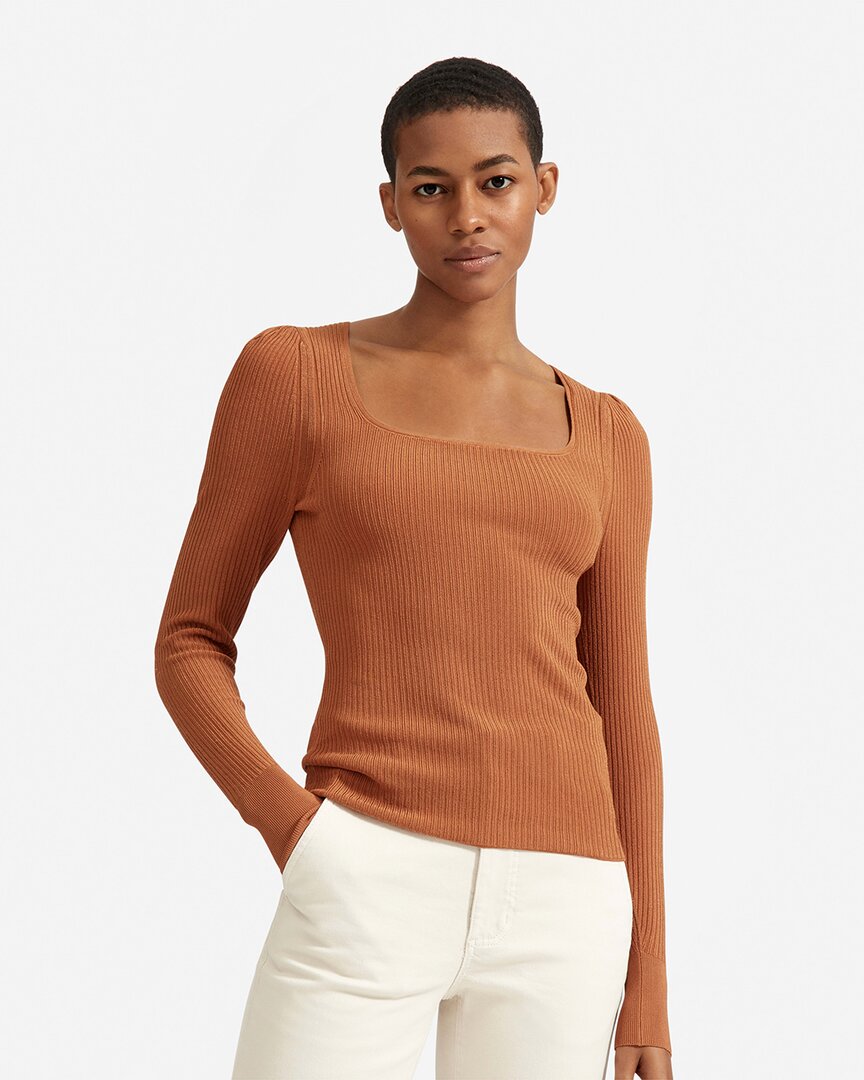 Everlane The Square Neck Top In Brown
