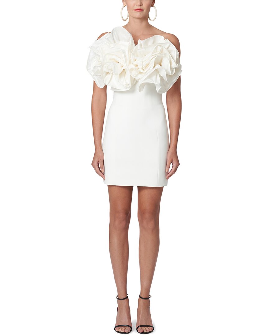 Carolina Herrera Ruffled Mini Strapless Dress In White Silk Crepe In White