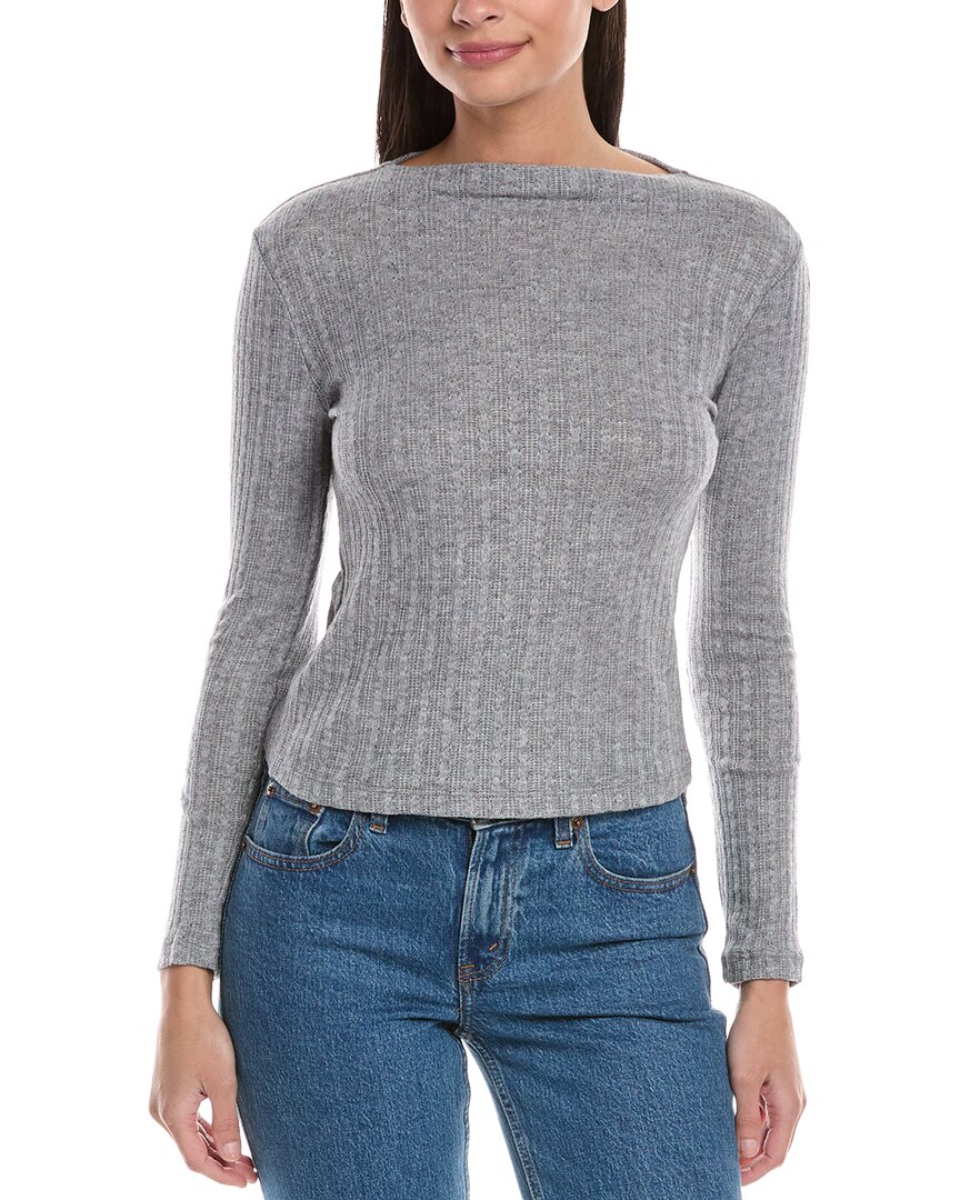 Hashttag Cable Chain Mock Neck Top In Grey