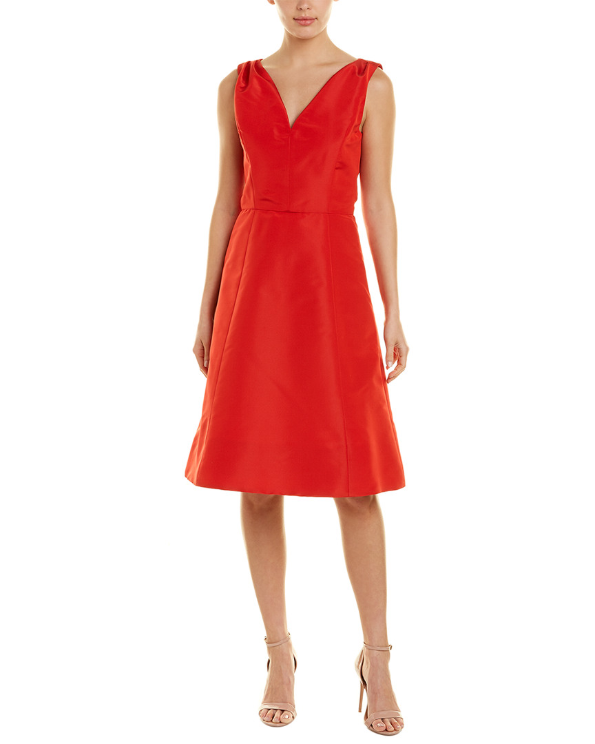 Oscar De La Renta Silk A-Line Dress Women's Red 4 191595694696 | eBay