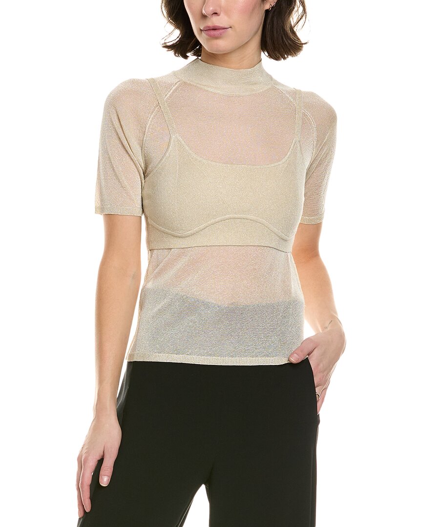 Rebecca Minkoff Leroy Sheer Sweater Set In Gold