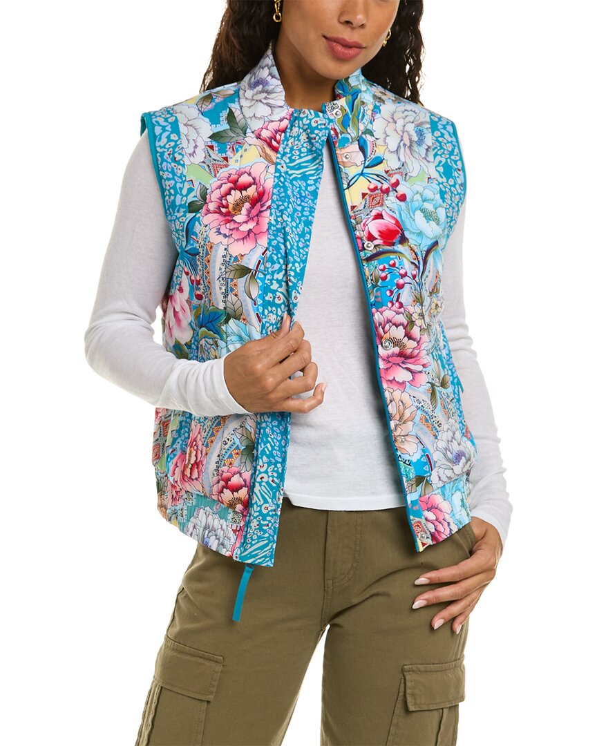 Shop Johnny Was Prisma Quilted Vest In Blue