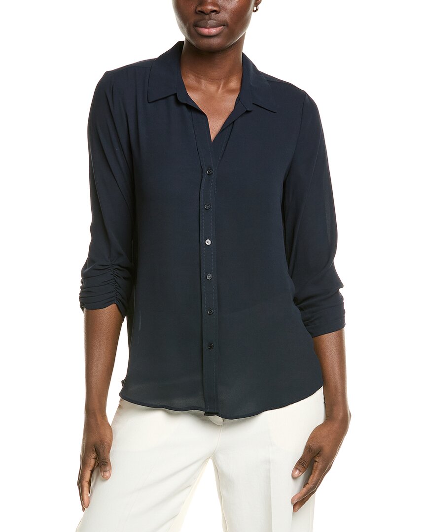 T Tahari Collared Split Neck Button-down Blouse