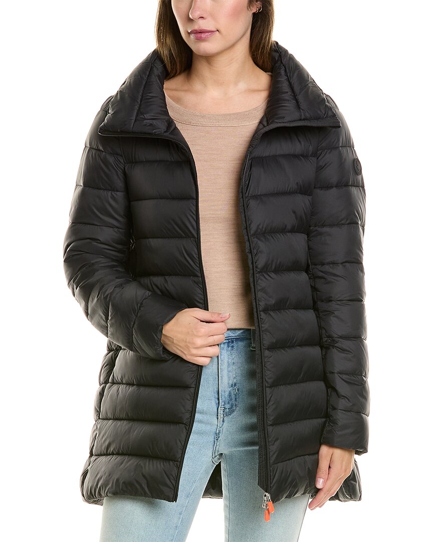 Save The Duck Joanne Water Repellent Puffer Coat With Removable Hood In Black