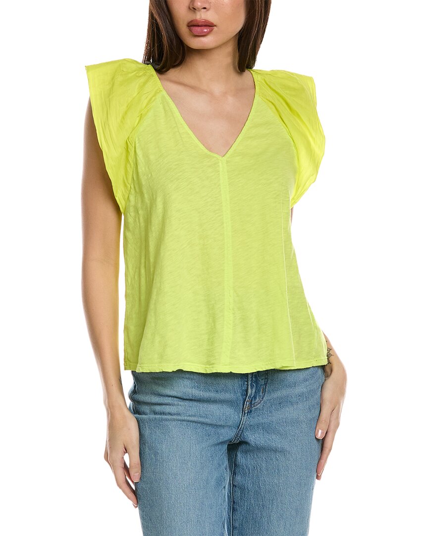 Shop Velvet By Graham & Spencer Carly Silk-trim Top In Green