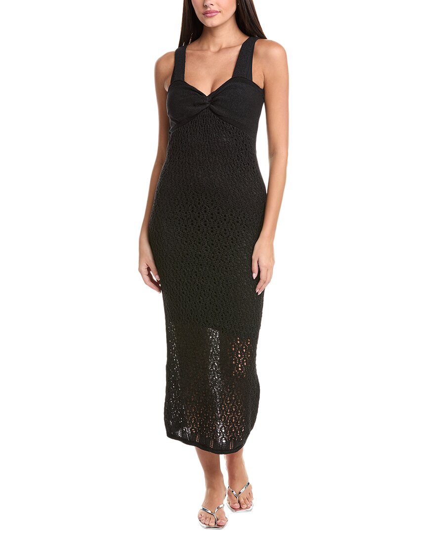 Surf Gypsy Crochet Twist Front Maxi Dress In Black