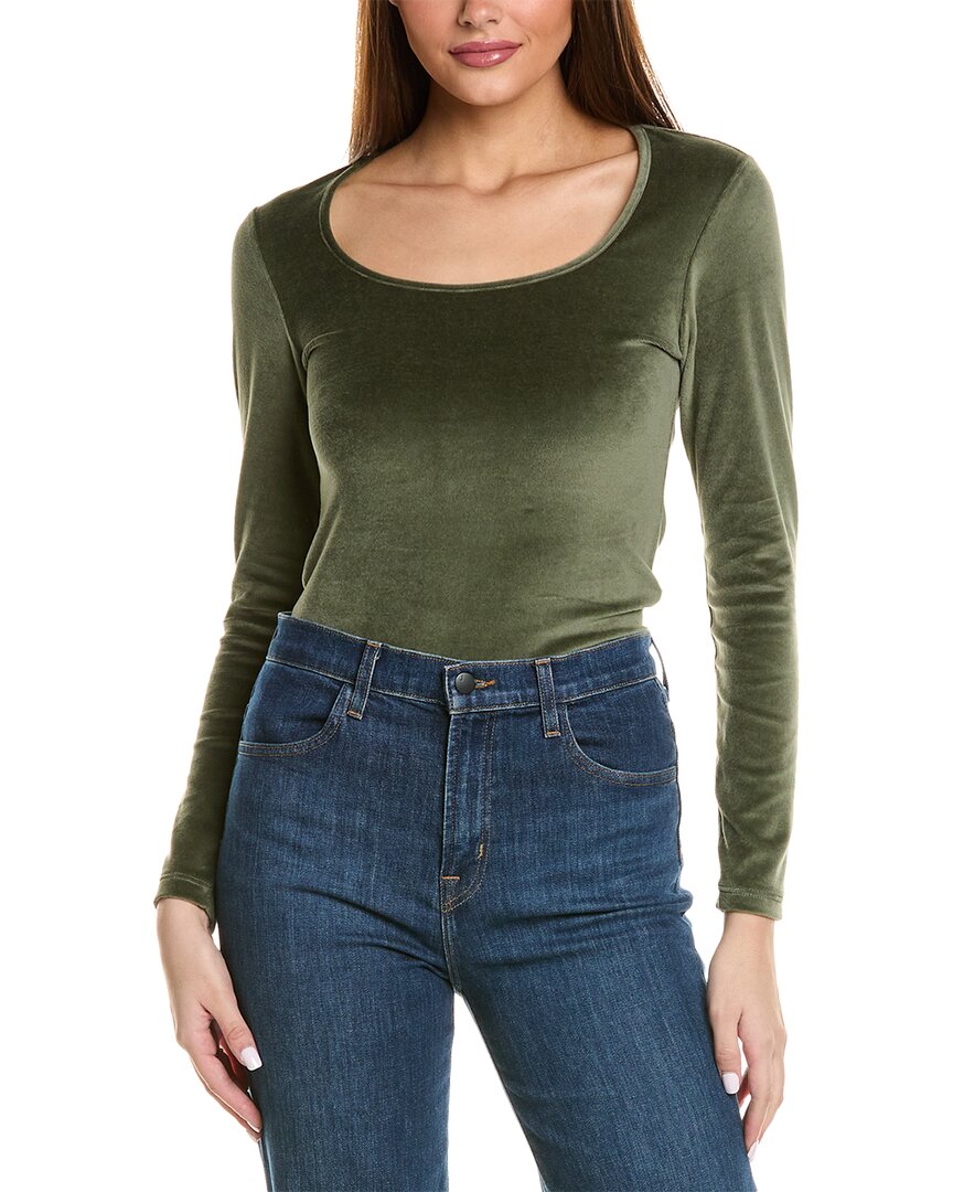 James Perse Square Neck Top In Green