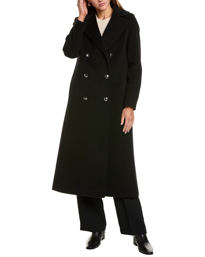 Cinzia Rocca Icons Long Wool & Cashmere-blend Trench Coat In Black