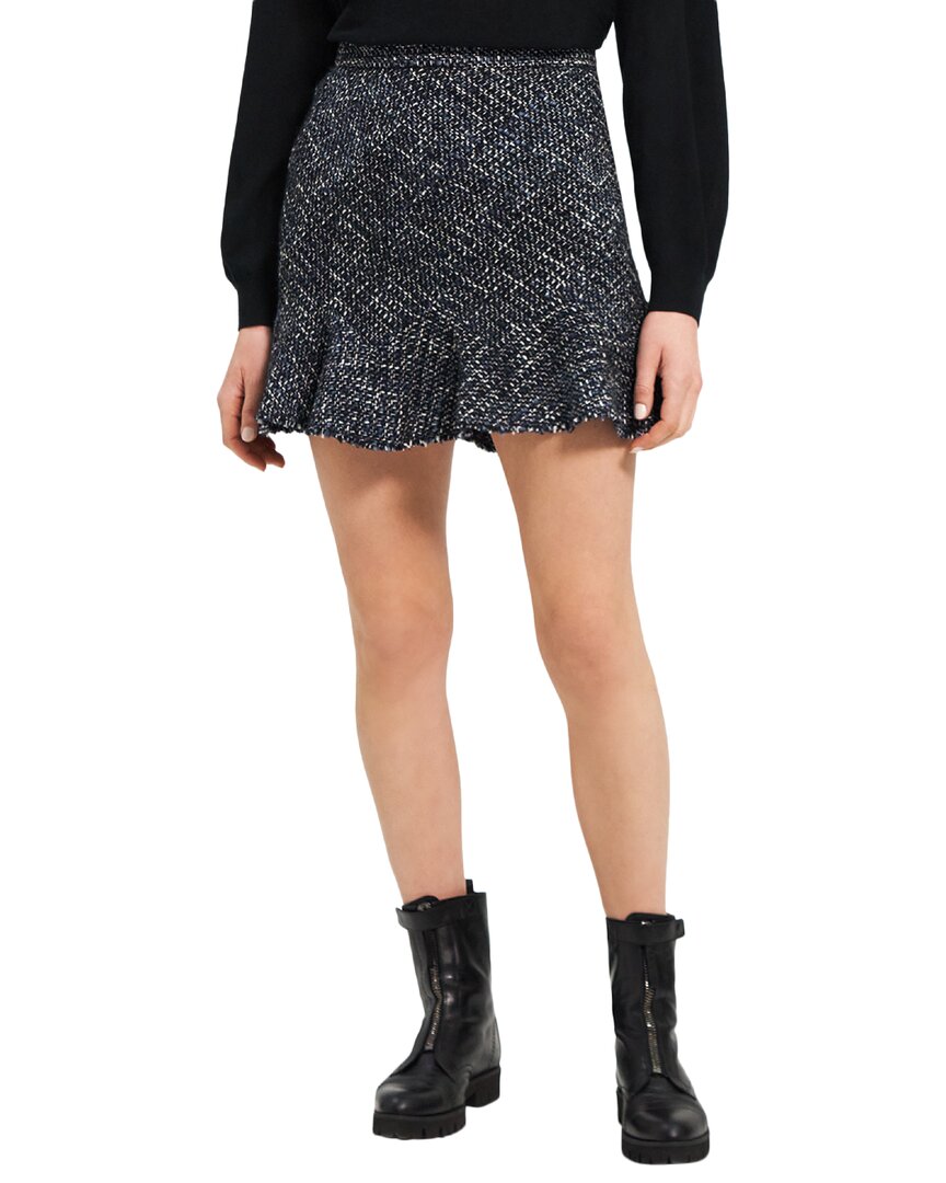 Theory Diagonal Mini Skirt In Wool-blend Tweed