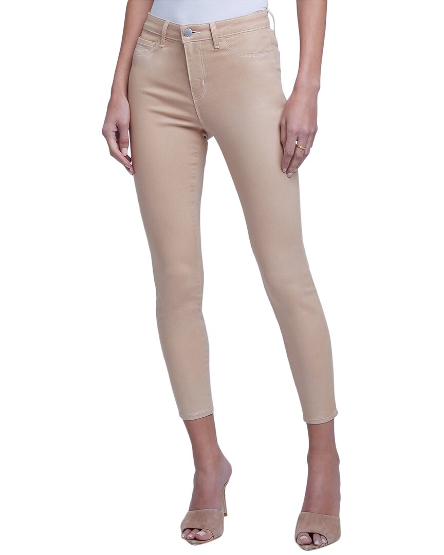 L'agence Margot Cropped Coated High-rise Skinny Jeans In Biscuit
