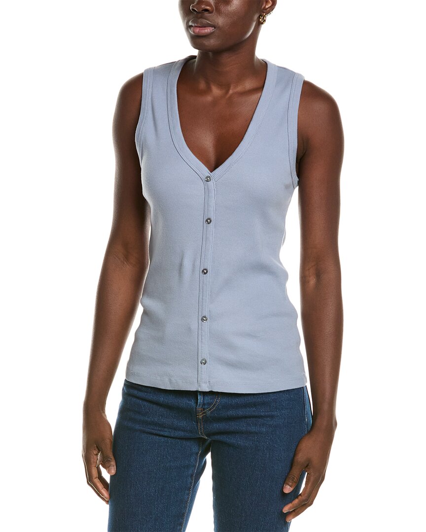 James Perse Sleeveless Rib Vest In Blue