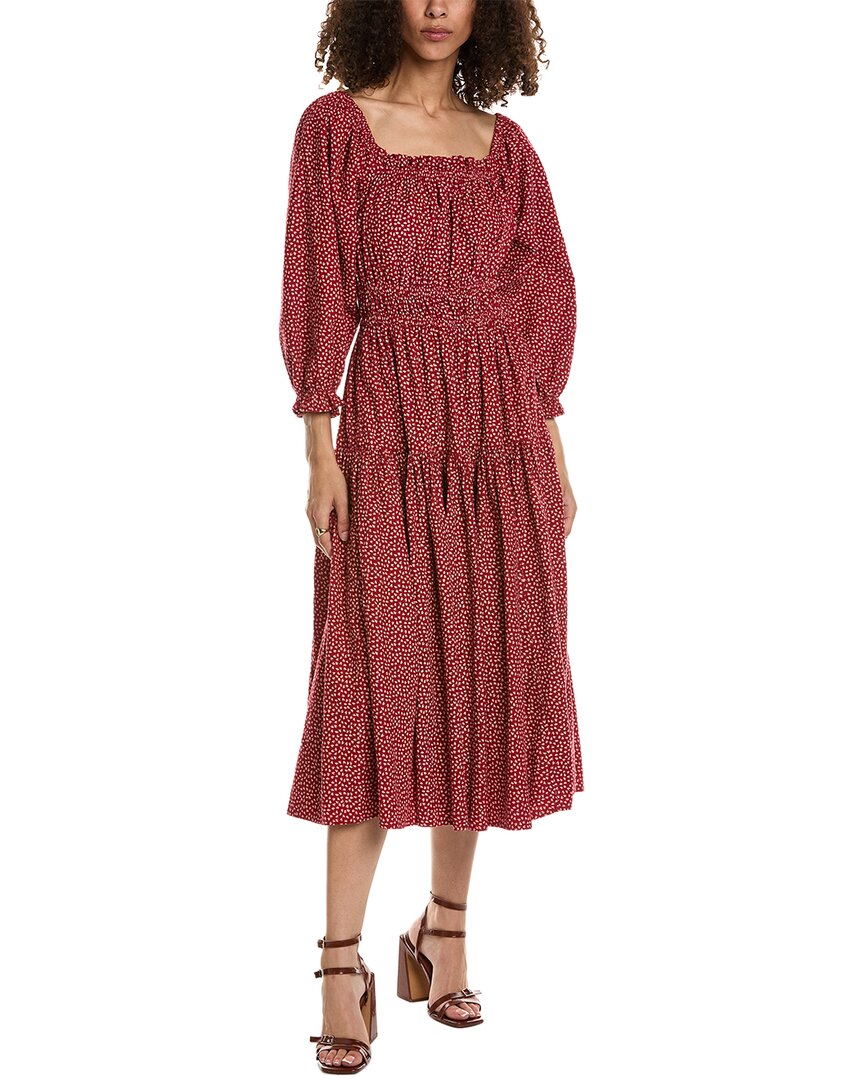 The Great Reunion Printed Midi-dress In Red
