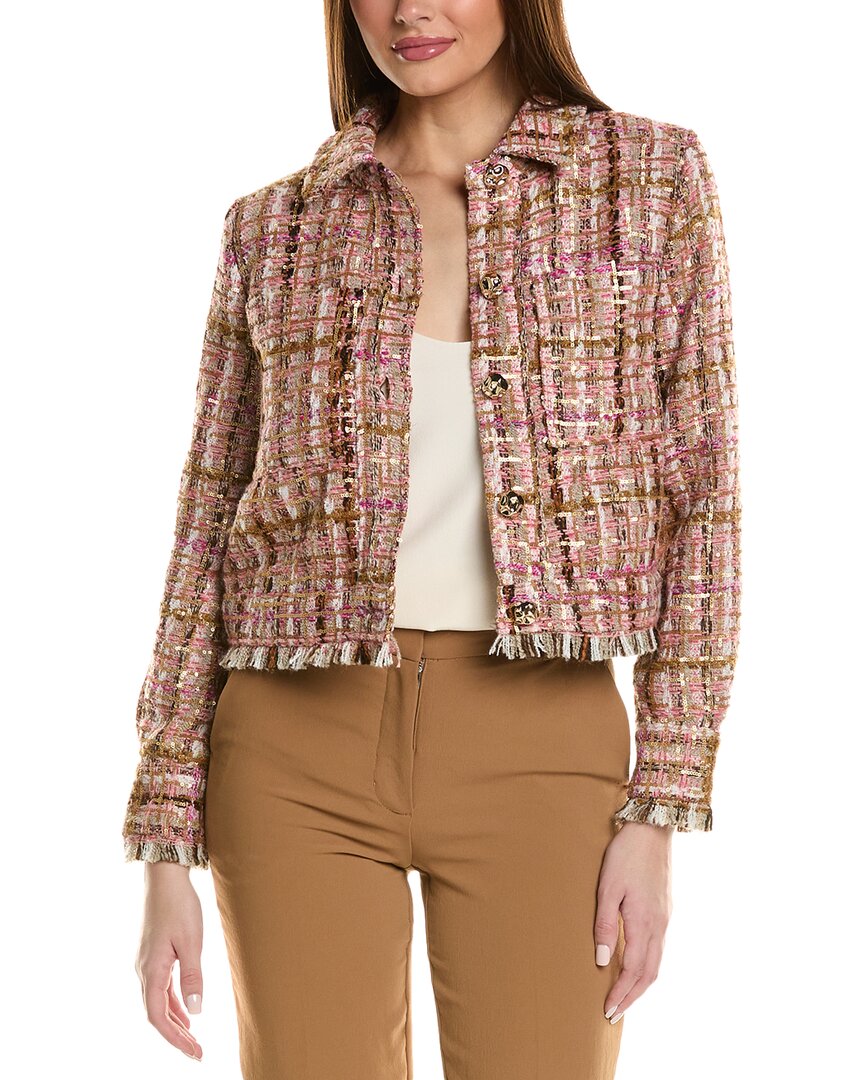 Shop Adrienne Landau Tweed Crop Jacket In Orange