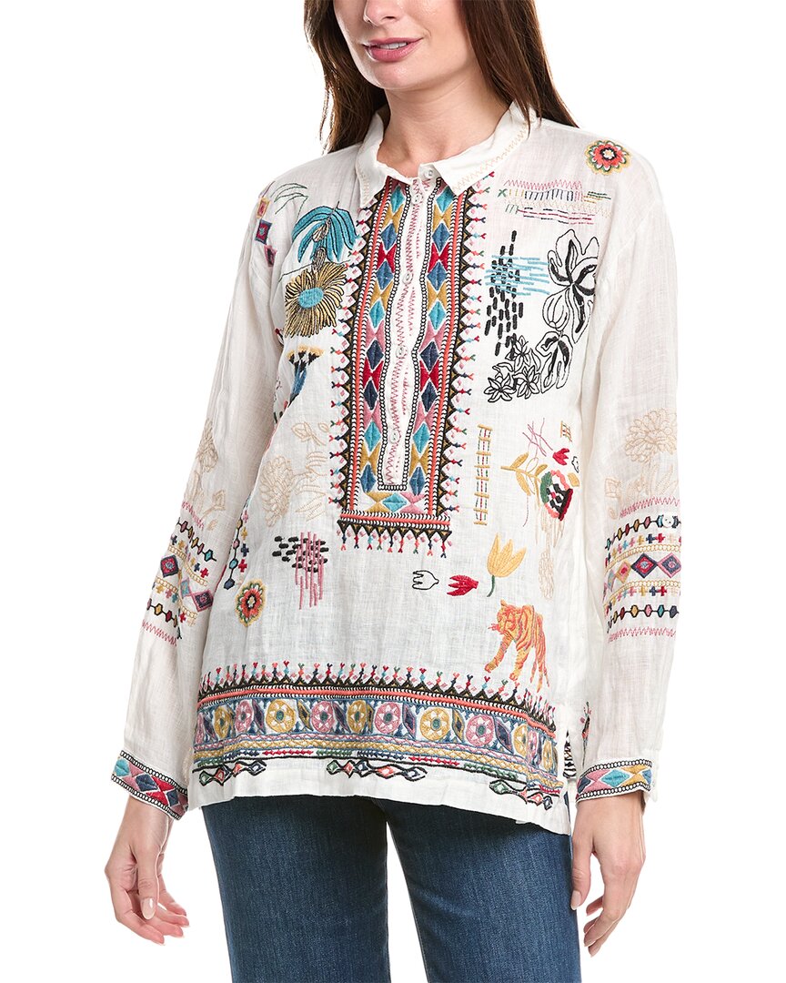 Johnny Was Simmie Linen Blouse In Brown