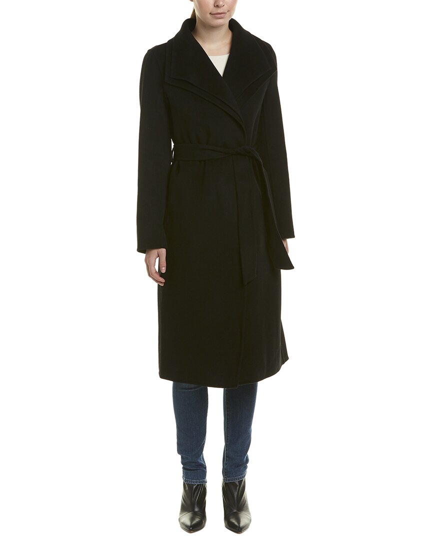 Tahari Elliot Wool-blend Wrap Coat In Black