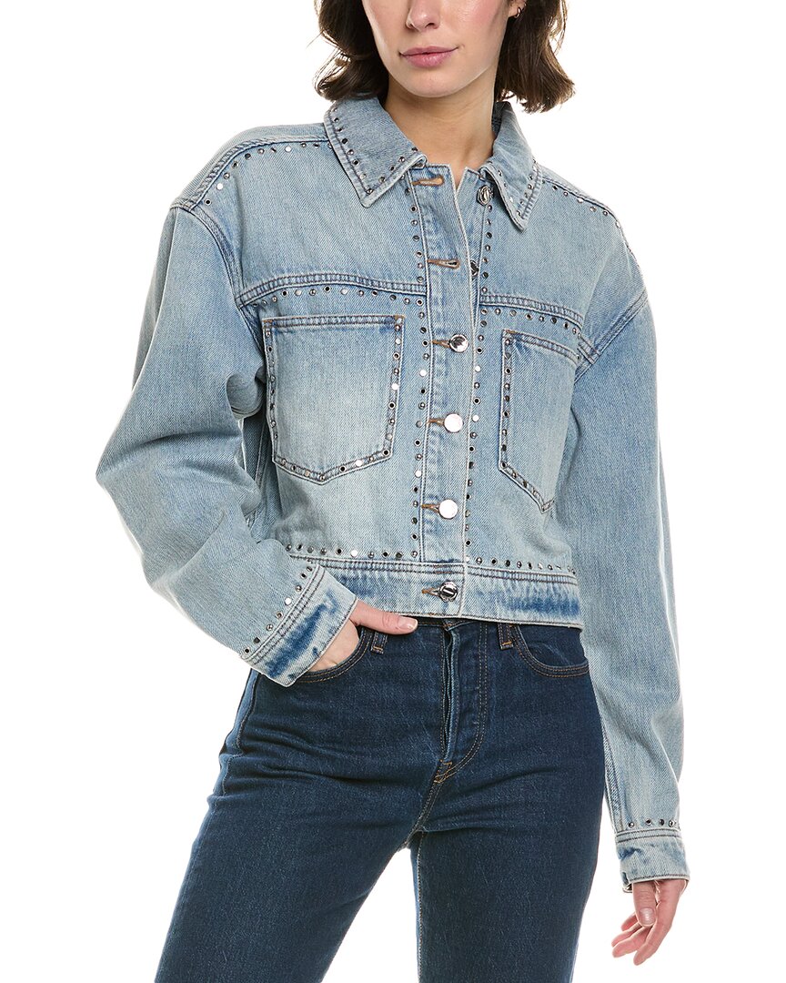 Rebecca Minkoff Rosco Crop Trucker Jacket In Blue