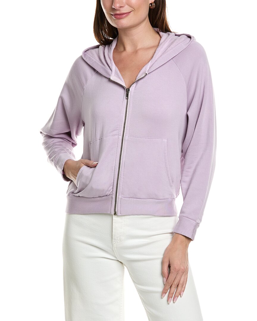 Shop Stateside Softest Fleece Cropped Zip-up Hoodie In Purple