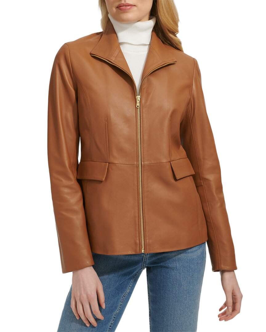 Cole Haan Wing Collar Leather Jacket