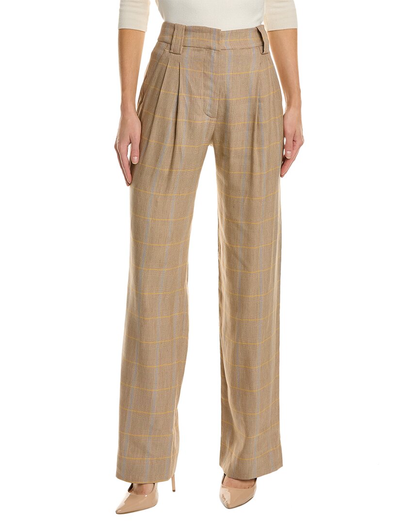 Shop A.l.c . Fynn Linen-blend Pant In Brown