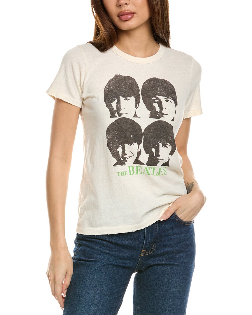Shop Junk Food The Beatles Four Portraits T-shirt In Beige