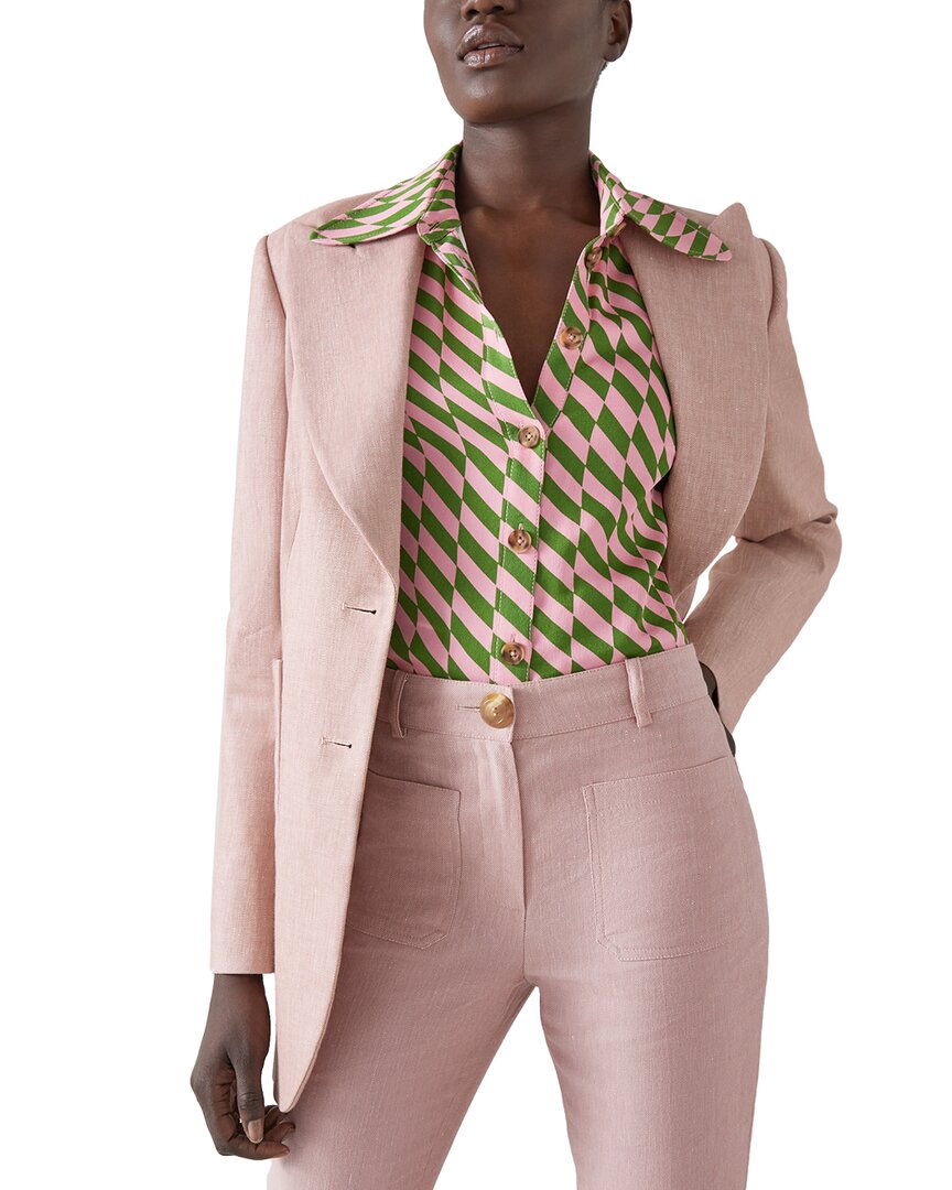 Lk Bennett Avery Linen-blend Jacket In Pink