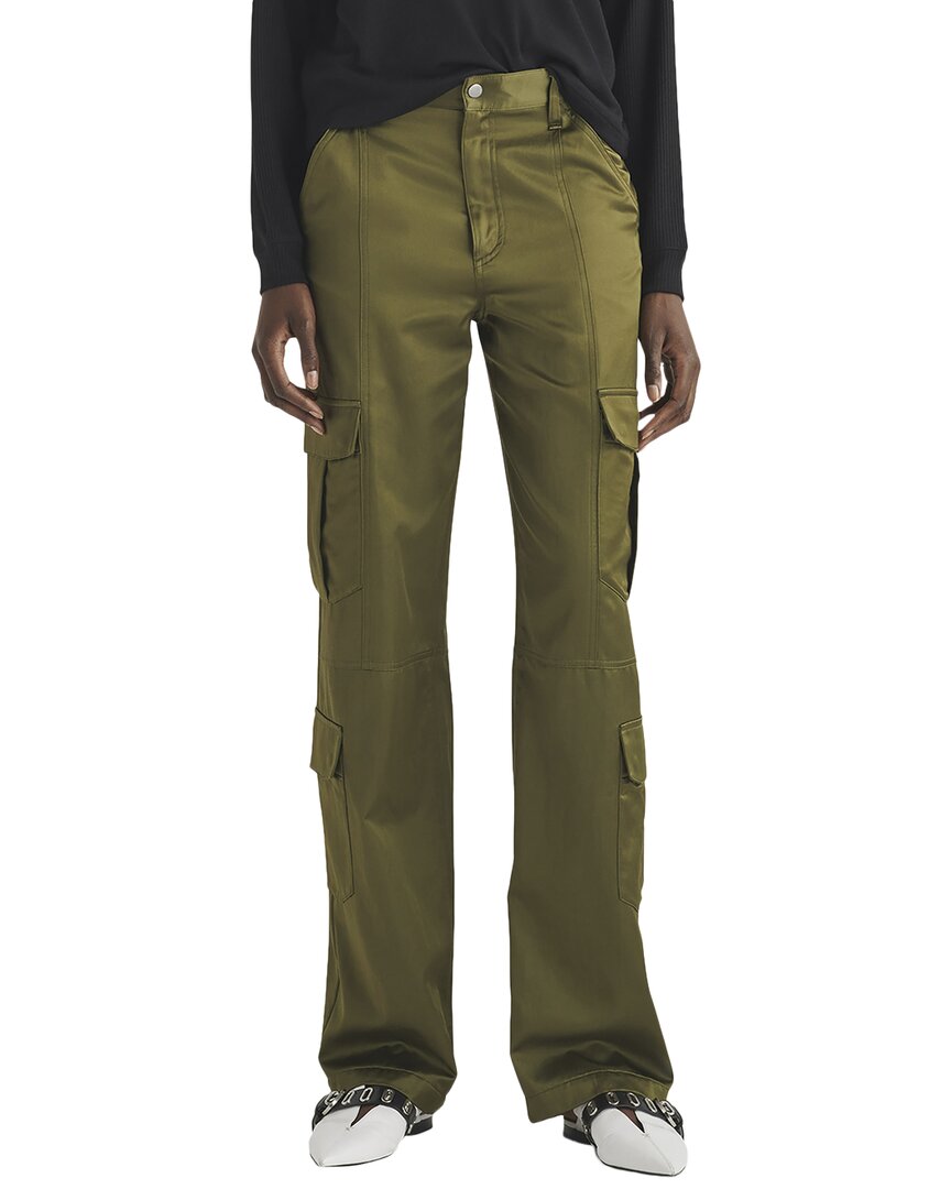 Rag & Bone Cailyn Satin Wide-leg Cargo Pants In Green