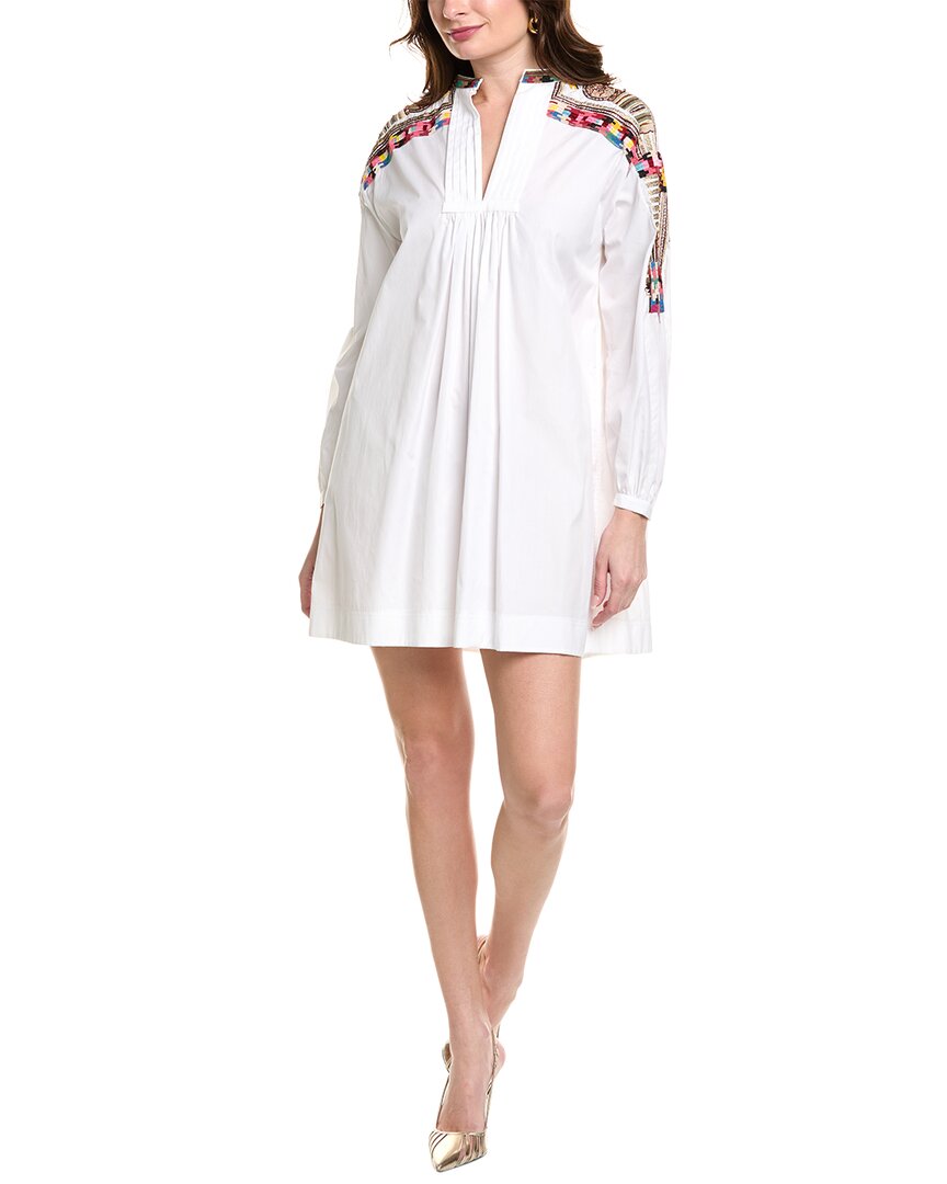 Valentino Beaded Trim Shift Dress In White