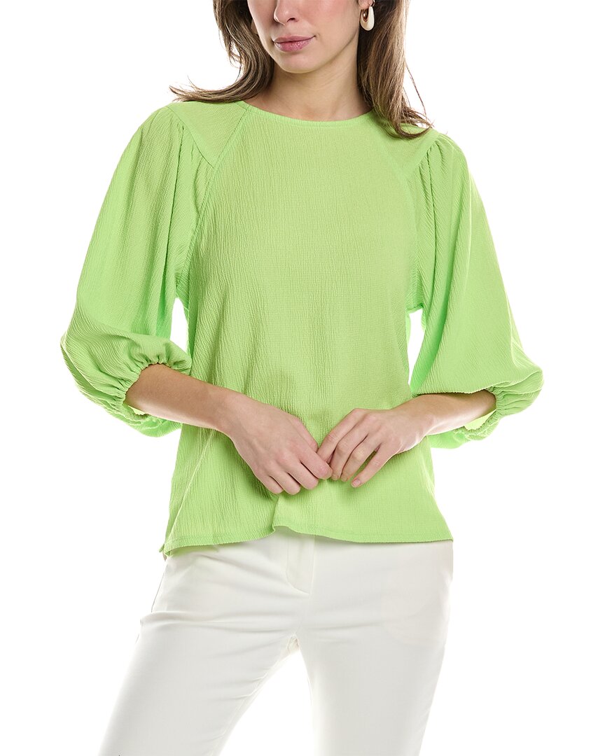 Shop Vince Camuto Raglan Puff Sleeve Blouse In Green