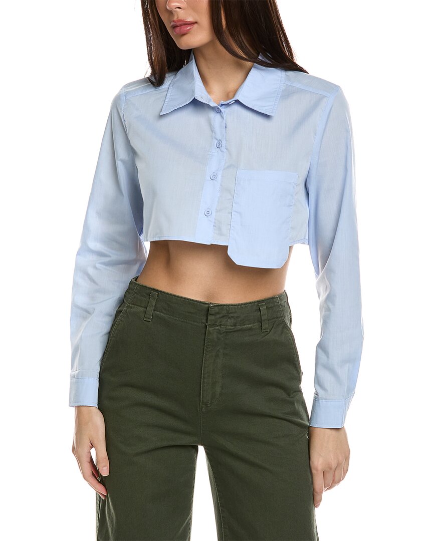 Shop Madison Miles Cropped Shirt In Blue