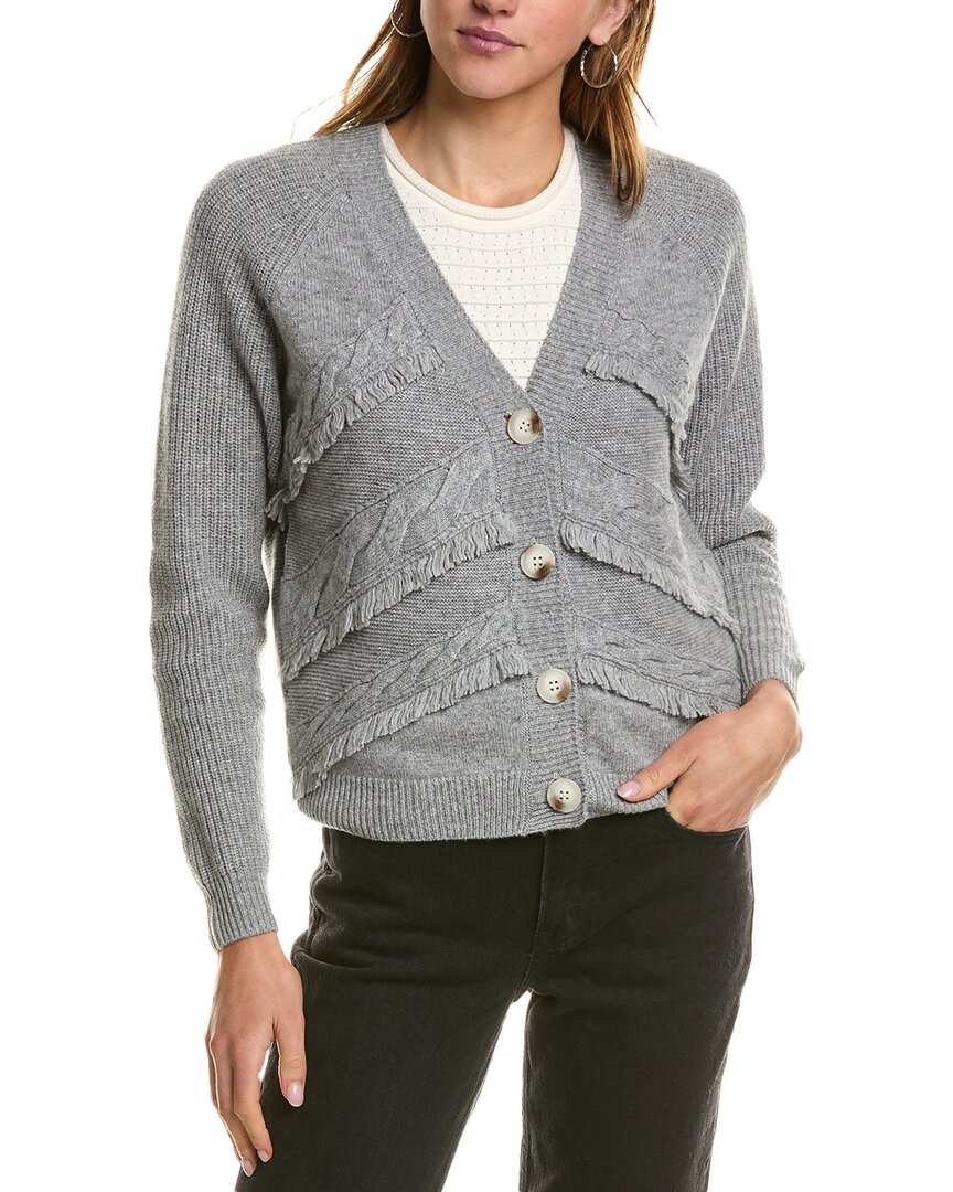 Kier + J Fringe Wool & Cashmere-blend Sweater In Grey