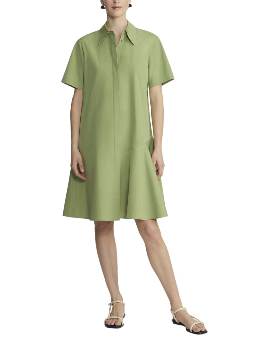 Lafayette 148 Flounce Cotton Poplin Midi Shirtdress