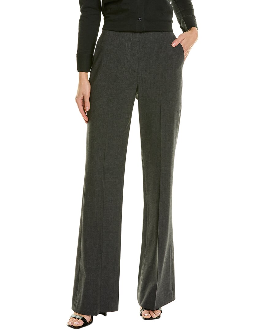 Theory Demitria Stretch Virgin Wool Flare Pants In Grey