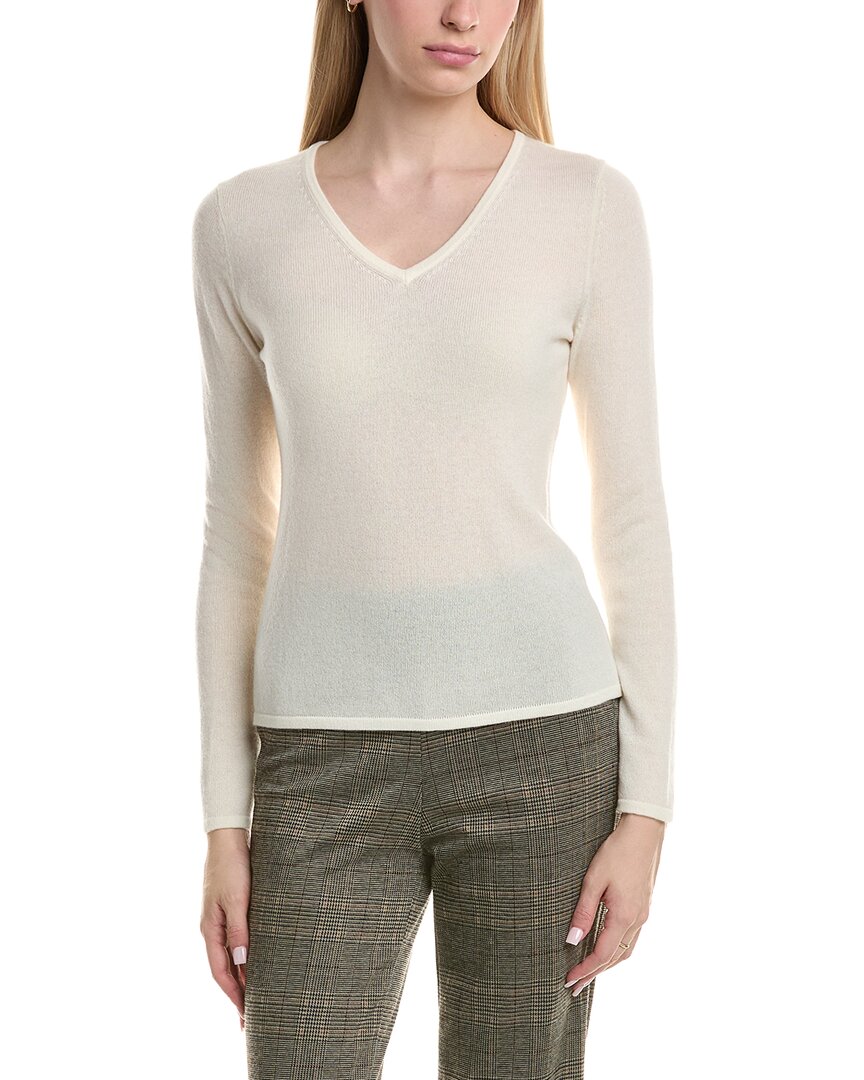 Bruno Magli Classic V-neck Wool & Cashmere-blend Sweater In White