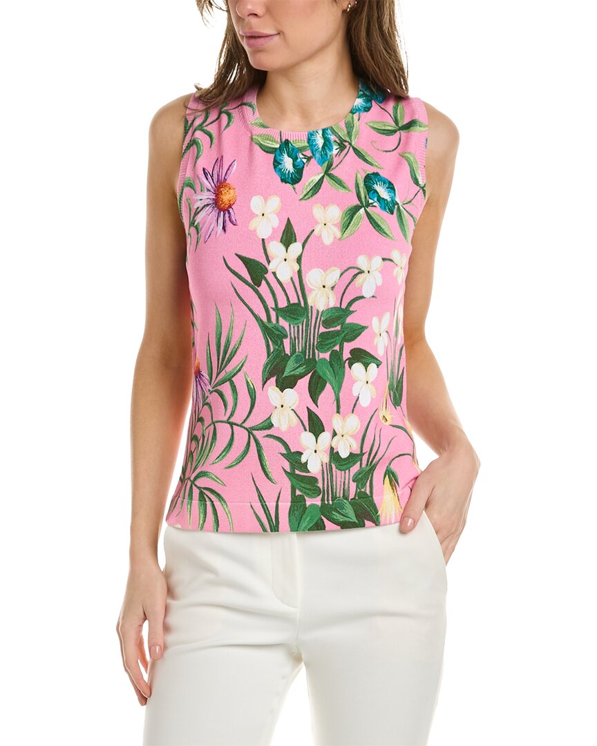 Shop Oscar De La Renta Tapestry Print Tank In Pink