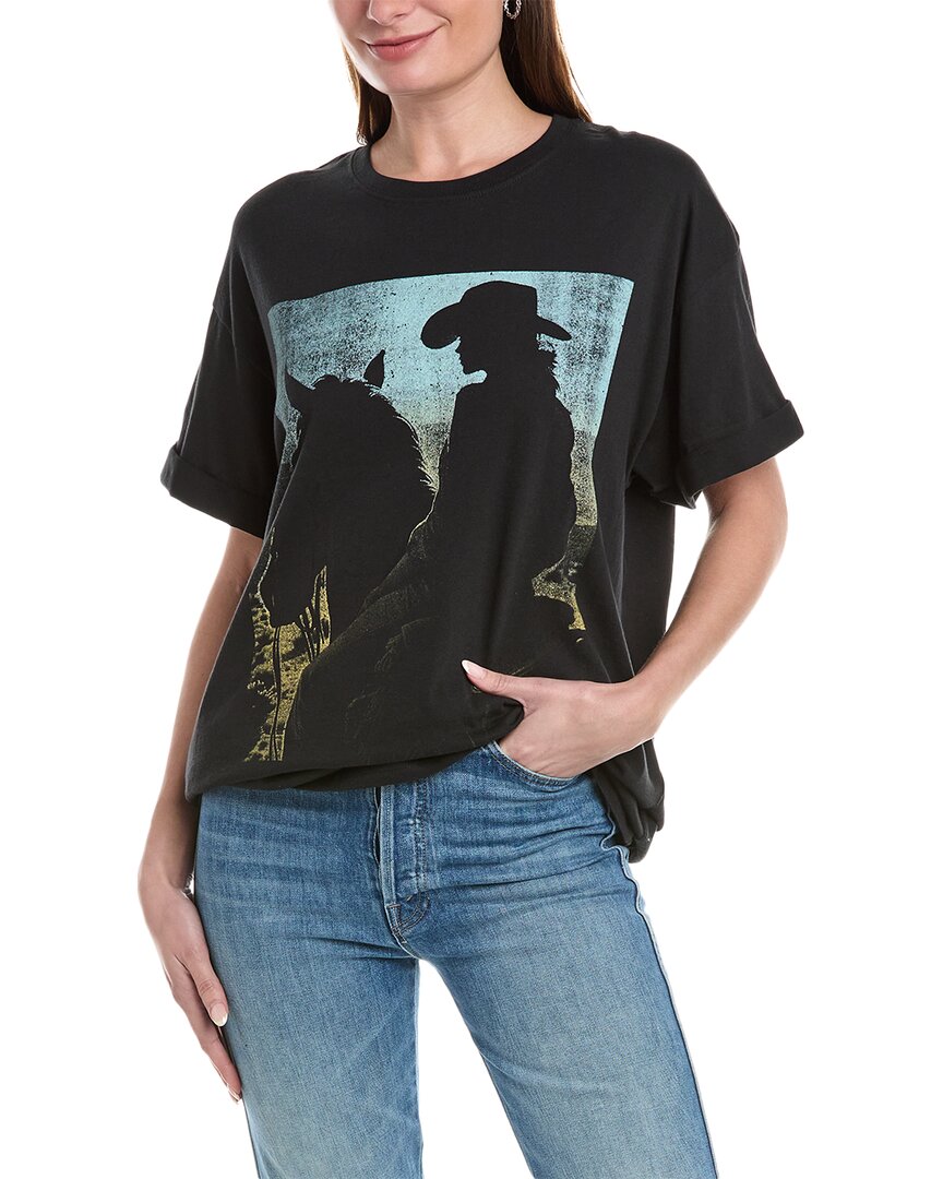 Shop Girl Dangerous Cowgirl Sunset T-shirt In Black