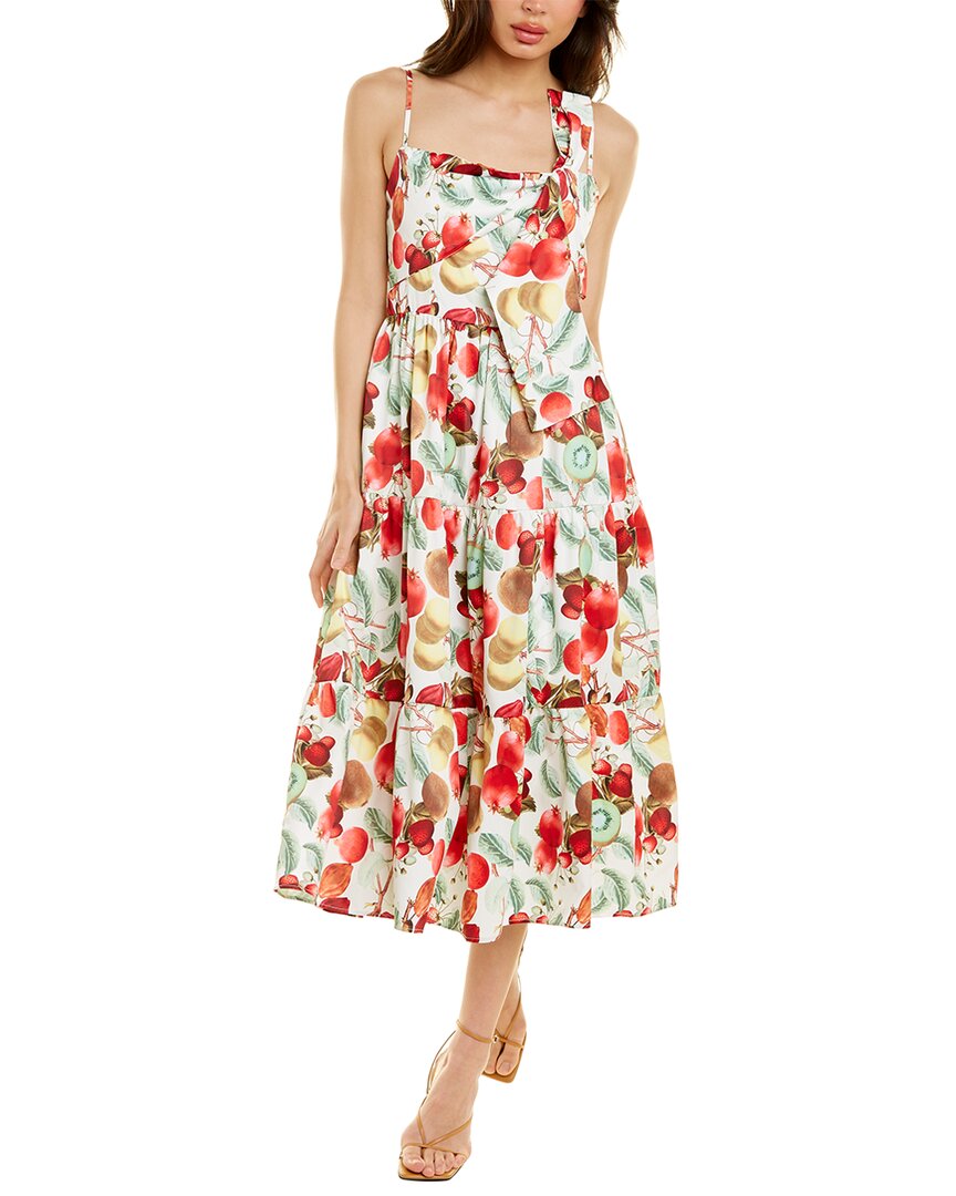 Beulah Fruits Midi Dress In White | ModeSens