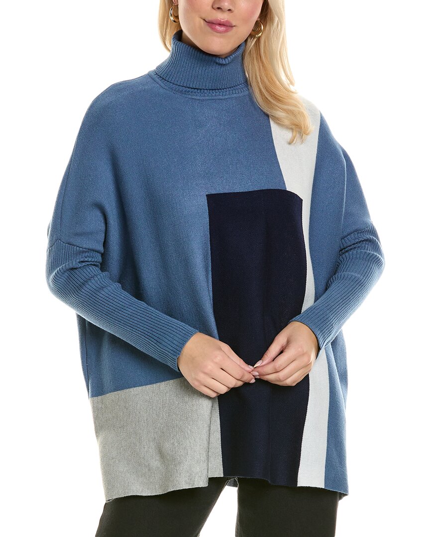 Joseph A . Turtleneck Tunic Sweater In Blue