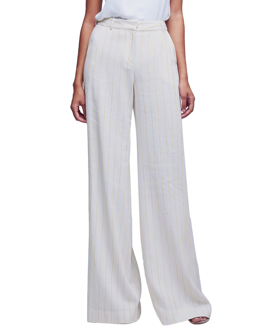 L Agence L'agence Pilar Wide Leg Linen-blend Pant In White