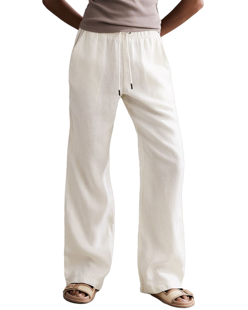 Reiss Stone Linen Wide Leg Drawstring Trousers