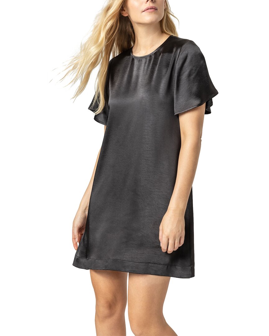 LILLA P LILLA P FLUTTER SLEEVE SATIN DRESS 